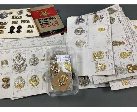 Extensive Collection of WWI to Post WWII British Army Cap and Collar Badges, with examples from cavalry, infantry and support