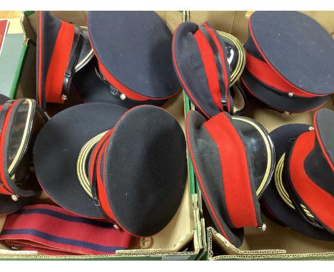 Assortment of British Army Peaked Dress Caps, mostly Grenadier Guards with Household Cavalry and Royal Corps of Transport in 