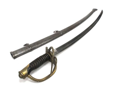 American Civil War United States Model 1860 Light Cavalry Sabre with Scabbard, manufacturer Ames MFC Co Chicopee Mass, Year 1