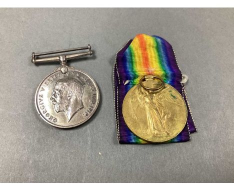 WWI Medal Duo, comprising British War Medal &amp; Victory Medal, awarded to 270701 Pte G.W Wilkinson, R Scots.