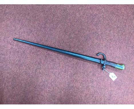 XIX Century French Model 1874 Gras Bayonet and Scabbard, bayonet manufacturer mark 'Mre d'Armes de St Etienne Juillet 1879'.