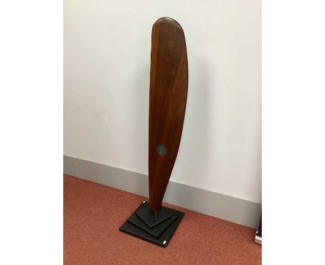 WWI Era Laminated Mahogany Propellor Blade, on plinth with 'Blackburn Aeroplane and Motor Co. Ltd Leeds' decal, approximately