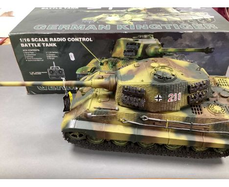 Plastic Model 1/16 Scale Radio Control German King Tiger Battle Tank with Controller, in box by Mattoro, (untested for workin