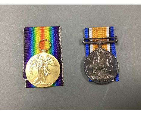 WWI Medal Duo, comprising British War Medal and Victory Medal, with box, awarded to M-304110 Pte J Truswell Asc, medal roll i