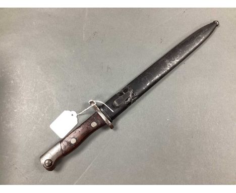 Siamese Thai Type 45 M1903 Mauser Bayonet and Scabbard, blade marked with Siamese characters.