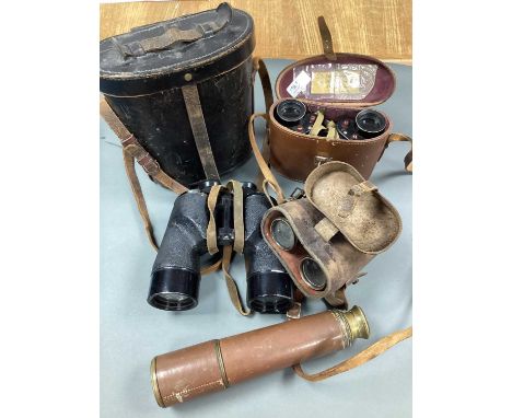 WWII Cased 7 x 50 Prismatic Binoculars, marked broad arrow, 'REL/Canada', year '1944', cased prismatic binoculars marked broa