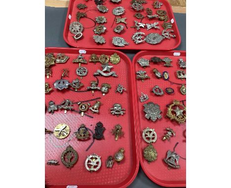 Collection of British Army Cap Badges, with an emphasis on Scottish and Irish Regiments, examples include Middlesex Regiment 