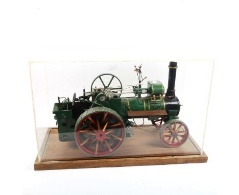 A large scale model traction engine, in acrylic case, model length 45cm 