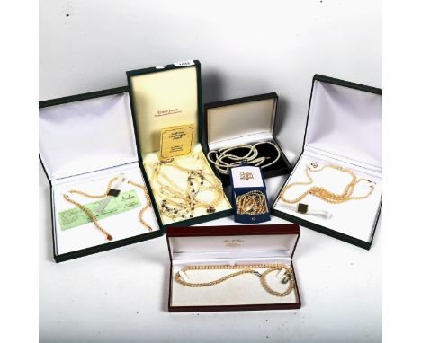 10 various cultured fresh water and other pearl necklaces, some boxed 
