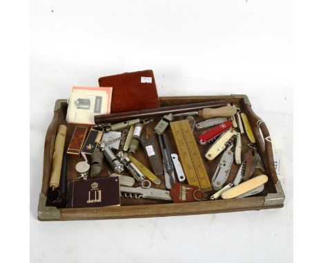 Vintage whistles, penknives, pocket lighters etc 