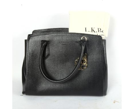 L K BENNETT - a near-new black leather handbag, with dust cover 