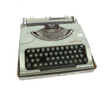 A Vintage metal typewriter by M J Rooy, in fitted metal case 