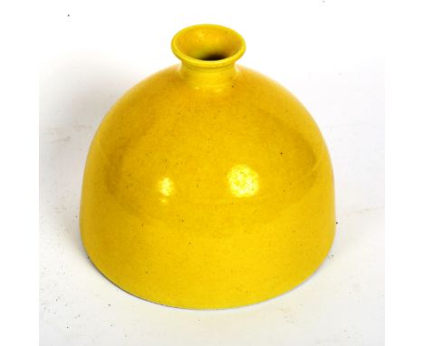 A Chinese yellow glaze porcelain inkwell bottle, 6 character mark on base, height 10cm 