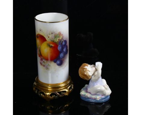 A signed Royal Worcester vase, 6/161, and a Paragon baby figure 
