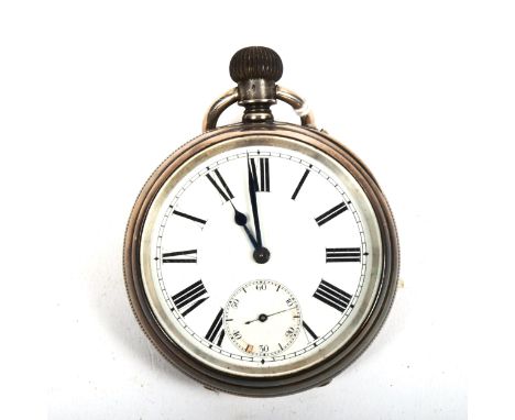 A 19th century Continental engine turned silver-cased top-wind pocket watch, with Roman numerals, movement marked Ollivant &a