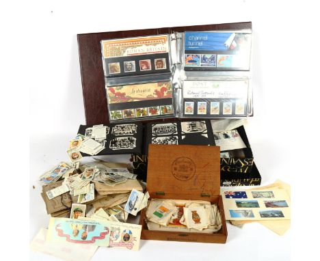 Vintage cigarette cards, First Day Cover postage stamps etc (boxful) 