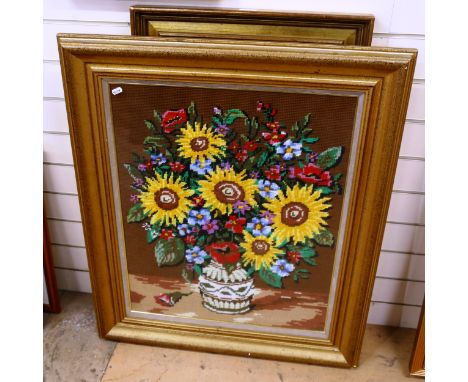 2 modern machine-made tapestry pictures, framed, largest overall 90cm x 80cm (2) 