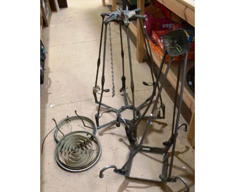 2 large Vintage metal ceiling lights, tallest 82cm 