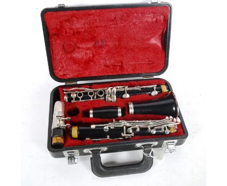 A Yamaha black lacquer clarinet, in a hardshell case 