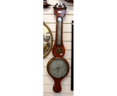 A 19th century mahogany wheel barometer and thermometer, by C Aiano of Northgate Canterbury, height 98cm 