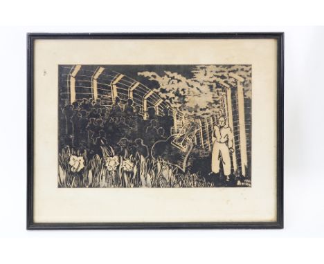 *** Bertram (British, 20th Century), The Prison Camp, print, 18 x 28cm.