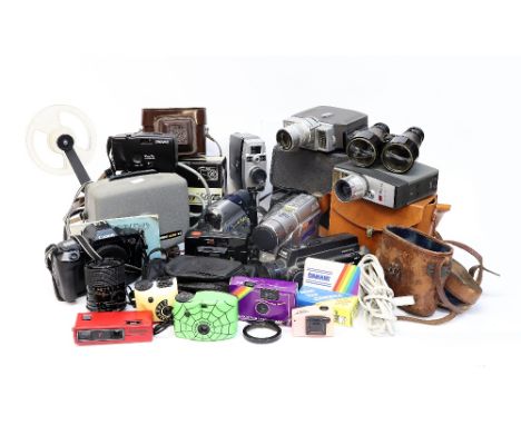 A large collection of retro Bakelite and vintage cameras from the 1940's to 1980's, to include Polaroid Land Camera Automatic