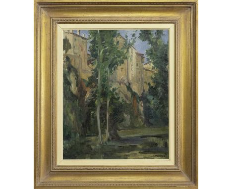 * WILLIAM MACDONALD (SCOTTISH 1883 - 1960) HOUSES AT RONDAoil on canvas, signedframedimage size 55cm x 45cm, overall size 79c