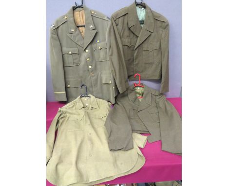 Selection Of American Pre And WW2 Uniforms consisting interwar Officer's khaki service dress tunic. &nbsp;Pleated chest and l
