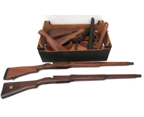 Small Selection Of Rifle Woodwork consisting 2 x P14 wooden stocks ... Martini carbine front woodwork ... Martini wooden butt