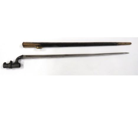 British P1895 Martini Enfield Socket Bayonet 21 3/4 inch, triangular form, hollow ground blade. &nbsp;Forte with various Ordn