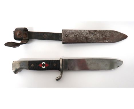 German Third Reich Hitler Youth Knife 5 1/4 inch, single edged blade. &nbsp;Forte with "RZM" and "M7/27" dated 1939. &nbsp;Pl
