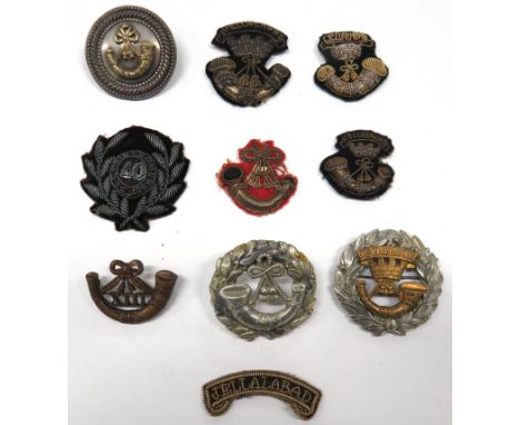10 x Various Somerset Light Infantry Badges including bullion embroidery 40th Second Somerset Ornament ... 3 x various bullio