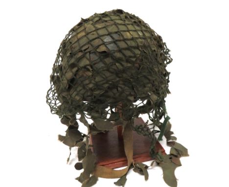 WW2 Pattern Armoured Troops Steel Helmet green painted, pudding basin shell. &nbsp;Black treated linen liner. &nbsp;The frame