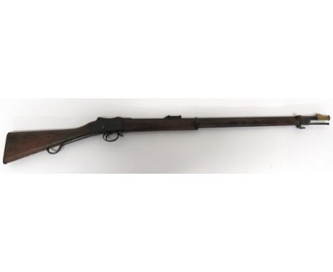 Obsolete Calibre Martini Henry Long Lever 1887 Dated Rifle .577/450, 33 inch, blued rifled barrel. &nbsp;Front block blade si