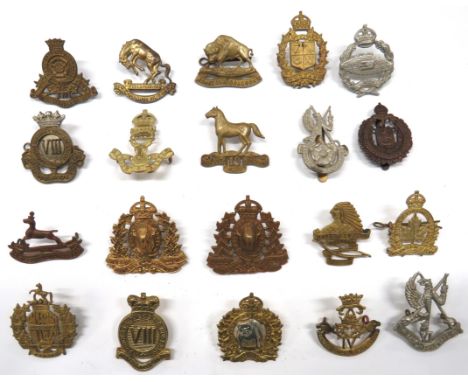 20 x Canadian Cavalry Cap Badges including brass First Hussars ... Brass 4th Princess Louise Dragoon Guards ... Brass 8th Pri