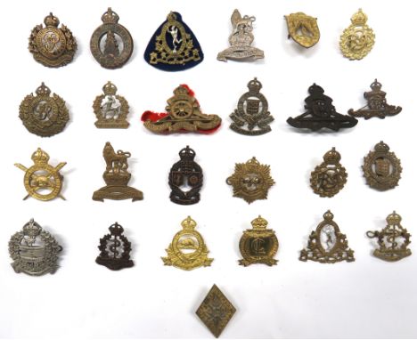 25 x Canadian Corps Cap Badges including cast white metal, KC Canadian Provost Corps ... Brass KC Corps Of Military Staff Cle
