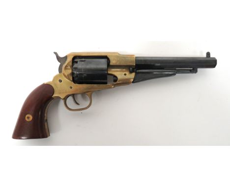 Deactivated Italian Copy Of A Remington Percussion Revolver .36 cal, 6 3/4 inch, blackened octagonal barrel with lower hinged