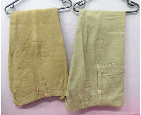 Pair Of WW2 Lease Lend American Produced Battledress Trousers khaki, fine woollen, wide leg trousers. &nbsp;Side slash pocket