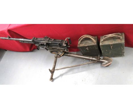 Deactivated Italian Breda M37 Machine Gun And Tripod 8 mm, 32 3/4 inch, blackened barrel. &nbsp;Front flash hider. &nbsp;Top 