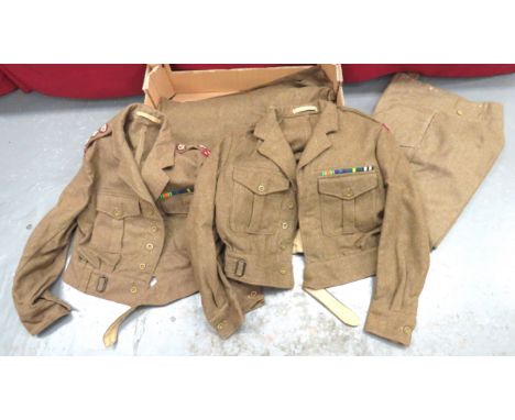 Two 1949 Patt Royal Navy Medical Corps Battledress Uniforms consisting 2 x khaki, woollen, open collar, short jackets. &nbsp;