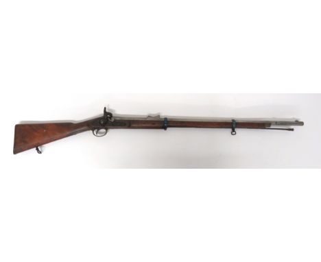 1856 Enfield Percussion Rifled Sergeants Rifle .577, 33 inch, rifled barrel. &nbsp;Front block blade sight. &nbsp;Rear ladder