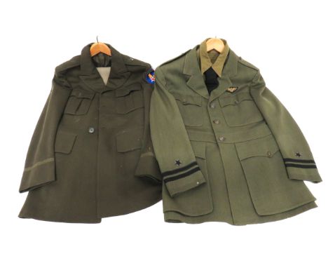 American Naval Aviator's Uniform khaki green, single breasted, open collar tunic. &nbsp;Patch chest and lower pocket, all wit