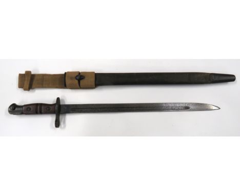 WW1 P1913 Sword Bayonet 17 inch, single edged blade with fuller. &nbsp;Forte with maker "Remington" dated 4/16. &nbsp;Blued s