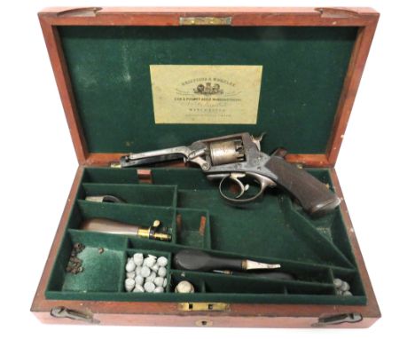 Fine Mid 19th Century Tranter Patent Cased Percussion Revolver by Griffiths &amp; Worsley 80 bore, 4 1/2 inch, blued, rifled,