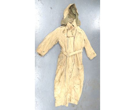 WW2 Dated Tank Crew Winter Pixie Oversuit Dated 1944 khaki, heavy, waterproof canvas suit. &nbsp;Two full length opening zips