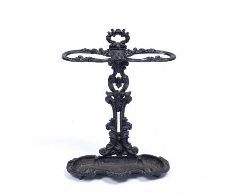 Cast iron stick stand 19th Century, of foliate form, 45cm across, 68cm high Provenance: Long Court, Randwick, Glos