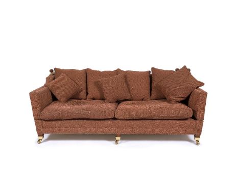 Large contemporary 'Trafalgar' sofa with drop-ends on brass castors, 228cm x 95cm deep x 88cm high (On-line only. No viewing 