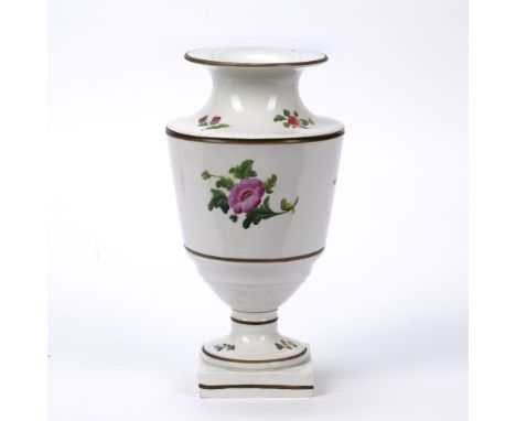 Early Coalport vase circa 1810, outside decorated possibly by Thomas Pardoe, brown enamel line borders, 24cm high