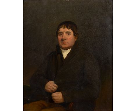 19th Century English School Half length portrait of a gentleman, oil on board, 26.5cm x 21cm