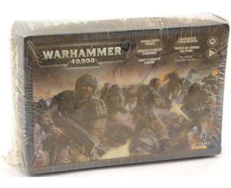 Warhammer 40,000. Cadian Shock Troops. Citadel miniatures from Games Workshop. Boxed and sealed set of Imperial Guard mini fi